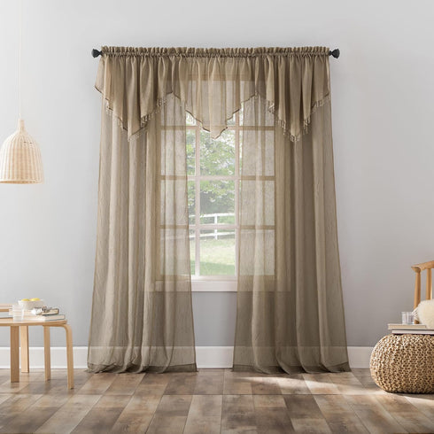 No. 918 Erica Crushed Sheer Voile Curtain Panel, 51" x 84", Taupe, Rod Pocket