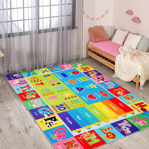 3' X5' Kids Rug for Playroom, ABC Educational Play Mat, Non-Slip Soft Rugs for Kids Room, Toddler Baby Nursery Floor