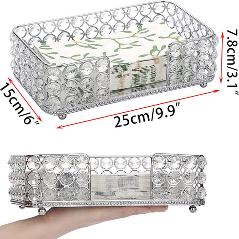 Sumnacon Countertop,Silver Stylish Bathroom Guest Towel Holder-Rectangle Crystal Napkin Holder for Guest Hand Towels