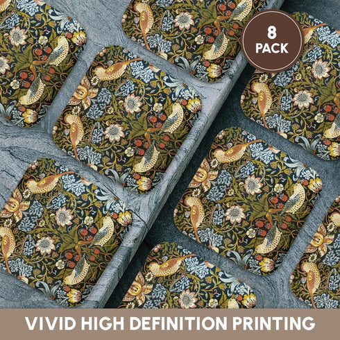 3dRose Soft Coasters William Morris Strawberry Thief Pattern (Set of 8) CST_219390_2