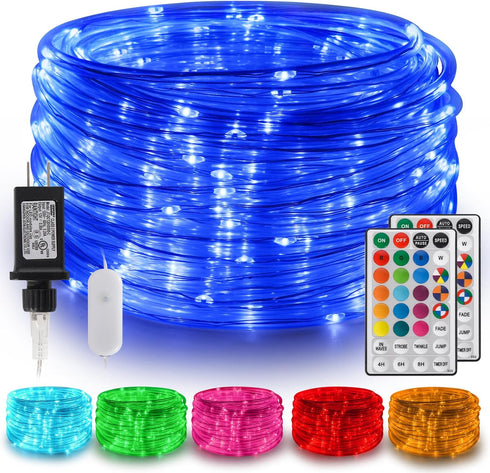 Gvwoxm 50FT 150 LED Rope Lights, 18 Colors with Timer, 5 Modes,