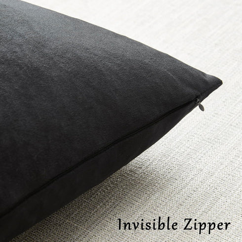GIGIZAZA Black Velvet Pillow Covers 24x24, Pack of 2 Decorative Square Throw Pillows for Couch