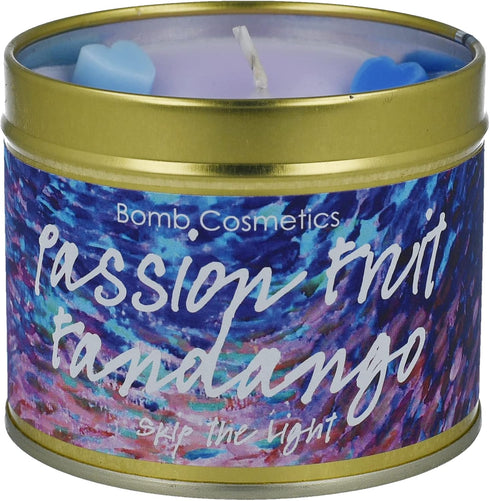 Bomb Cosmetics Passionfruit Fandango Scented Tin Candle, Passionfruit & Citrus Zest Fragrance, 30-35 Hour Burn