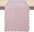 Table Runner 13 x 72 Inches, Cotton Linen Pink Scallop Style for Kitchen Dining Parties Wedding Home Decor