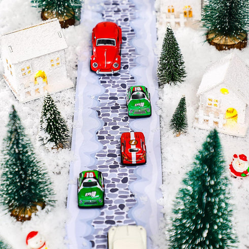 Haull Christmas Village Accessories Village Roads and Streets Snow Mat Christmas Cobblestone Road Snow Brick Mat for Christmas Village Landscape, 4.7 x 47.2 Inch (Snow Cobblestone,4 Pieces) by Generic