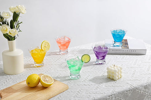 Set 4 8-Ounce Cinched Stemless Clear4Pcs) of Martini Glasses - Design Cocktail Glasses with Heavy Base, Construction