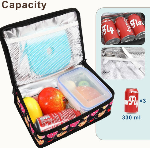 FlowFly Small Lunch Box, Insulated Soft Bag Mini Cooler for Kids, Girls, Boys, Women, Men, Heart