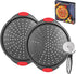 Non-Stick Pizza Pans, 2 PACK Round Trays for Oven, 13 Inch Baking Pan with Pizza Cutter and Silicone Handle
