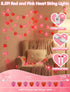 8.5FT 10 Oviejo Valentine Red & Pink Heart String Lights, Valentine's Day Decorations Lights with Red Heart
