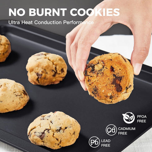 HONGBAKE Nonstick Baking Sheet Pan Set, 3 Pack Half/Jelly Roll/Quarter Baking Tray, Dishwasher Safe