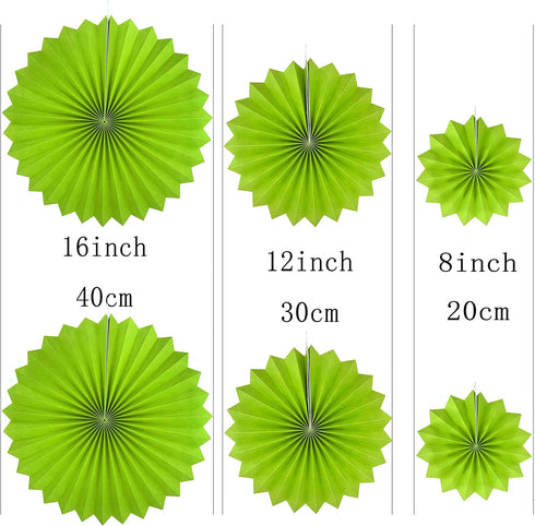 Black Green Party Hanging Paper Fans - 12pc Tropical Jungle Animal Birthday Decorations, Graduation Bachelorette