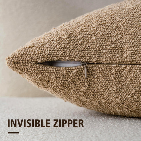 Cozy 12 20 Inch,Taupe Foindtower Textured Boucle Throw Pillow Covers Accent Solid Lumbar Pillow Cases Soft Decorative