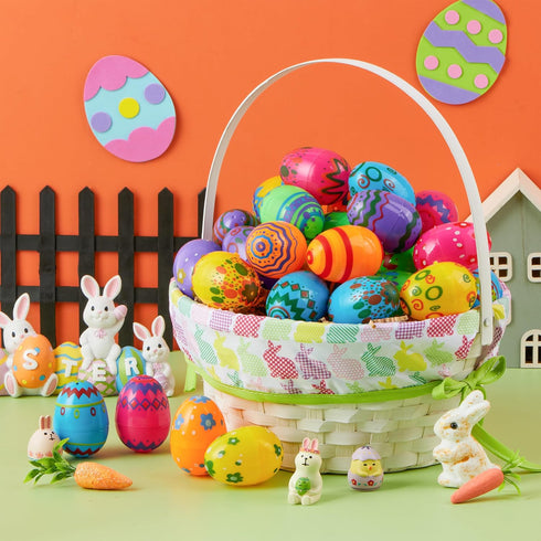 24PCS 2.3" JOYIN Printed Empty Colorful Plastic Eggs Fillable, Bright Plastic Eggs Bulks for Festival Hunt, Filling