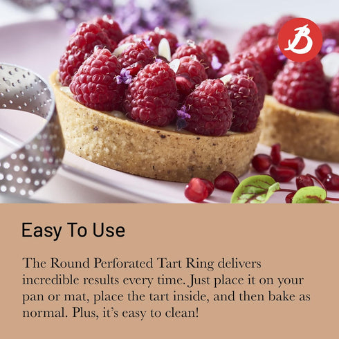 De Buyer PERFORATED TART RING, Round, 9.64" in Stainless Steel, 0.75" High