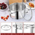LIANYU 6 QT Stainless Steel Stock Pot, Tri-ply Base Cooking Pot with Glass Lid, Heavy Duty Non-toxic Cookware