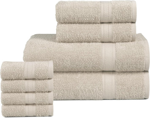 BolBom*S 8 Set 100% 2 28x56,2Hand Bathroom16x26, 4 Cloths12x12, Piece Towel Ultra Soft Pure Cotton, Large Bath Towels