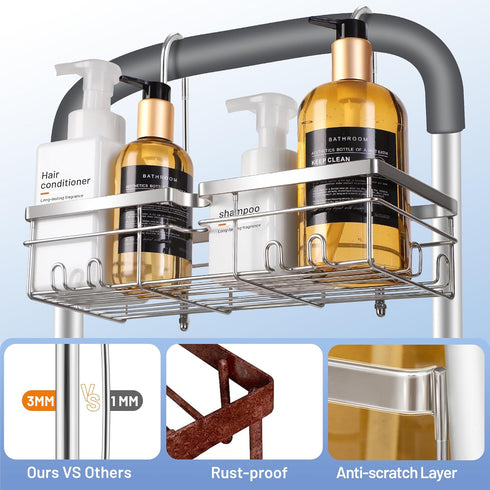 YUOROS 304 Stainless Steel Shower Caddy Hanging Organizer Rack for Shower Chair Bench for Seniors, Disabled