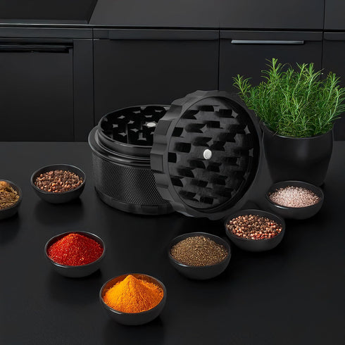 3-Piece, 3") Xtreme Spice Grinder Features Side Knurls for Superior Grip, Jam-Free Sharp Teeth, Quick Twist Closure |