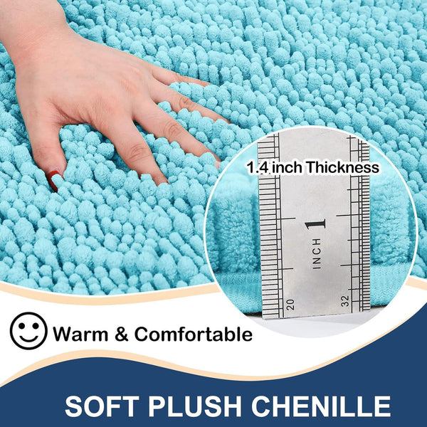 Arotive Luxury Chenille Bathroom Rug Mat, Extra Soft Thick Absorbent Shaggy Bath Mats, Non-Slip Machine Wash