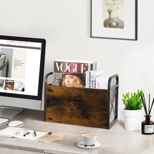 YINMIT Magazine Holder - Floor Magazine Rack Storage Basket, File Organizer Bin for Magazines, Books, Newspapers