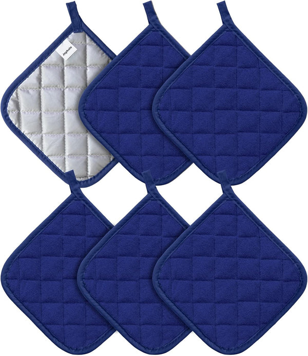 Joyhalo 6 Pack Heat Resistant Pot Holders for Kitchen, Terry Cloth Oven Hot Pads Set for Cooking Baking