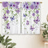 Purple Floral Butterfly Kitchen Curtains, Rustic Flower Small Short Cafe Window Drapes, 27.5x39 Inch
