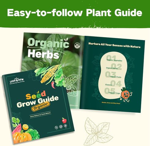 6 32 30,000+ Lush&Dew Year-Round USDA Zone Heirloom Survival Seed Kit, Varieties Non-GMO Seeds for Planting Vegetables
