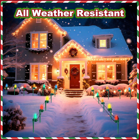 100 Pack 7.5 inch C7 C9 AUGSHY Christmas Light Stakes, Yard Lawn Holiday Light Ground Stakes for Outside String Lights