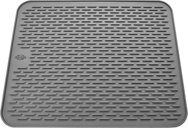 Large Silicone Dish Drying Mat, Heat Resistant, Non-slip, Fast Drying, Size 19.7”x15.7", Color Grey