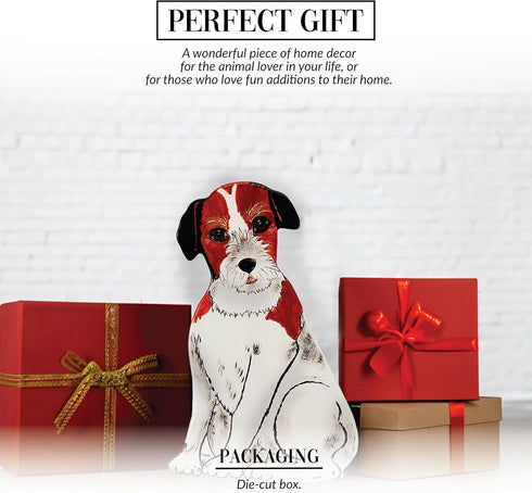 Pavilion Gift Company Chloe-Jack Russell Small Dog Vase, Brown, White, Black