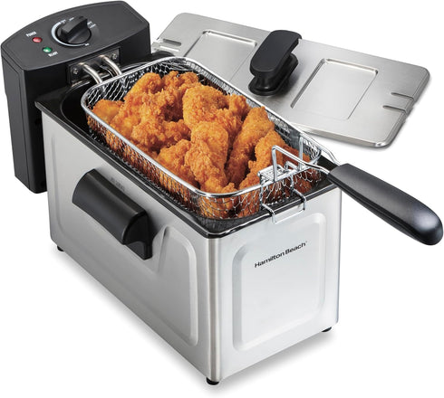 Hamilton Beach Professional Style Electric Deep Fryer, 1500 Watts, 3 Liters, Stainless Steel