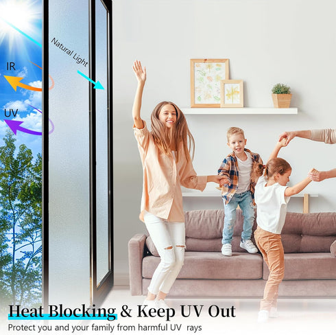 Niviy Frosted Glass Window Privacy Film, 17.5 inch x 78.7 inch, with Free Installation Tools, Static Cling