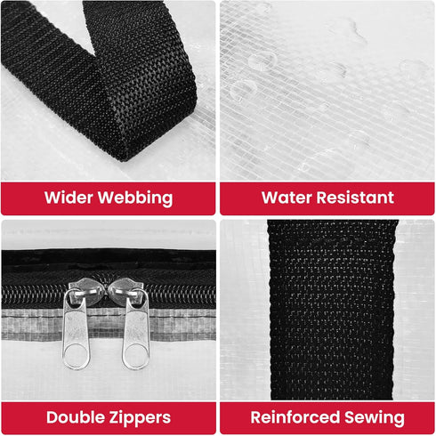 Clear Moving Bags Heavy Duty Extra Large, Moving Supplies with Reinforced Handle and Double Zipper, Storage Bags for Moving Essential, Packing Bags Alternative to Moving Box(6 Packs, Clear) by RoomHacks
