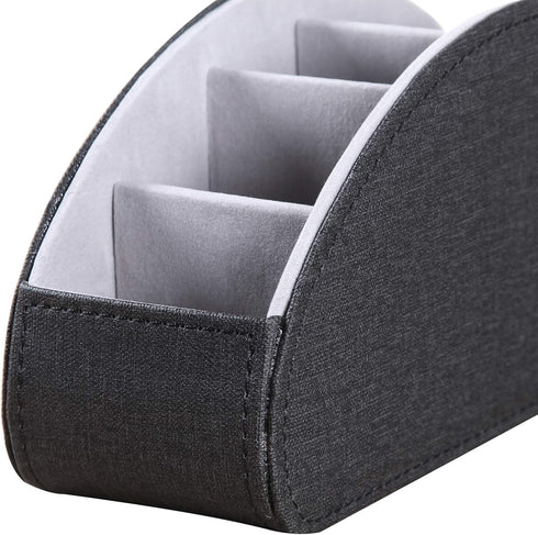 Ayunga 5 PU Leather Remote Control Holder,TV Remote Caddy with Compartments,Bedside Table and Desktop Supply