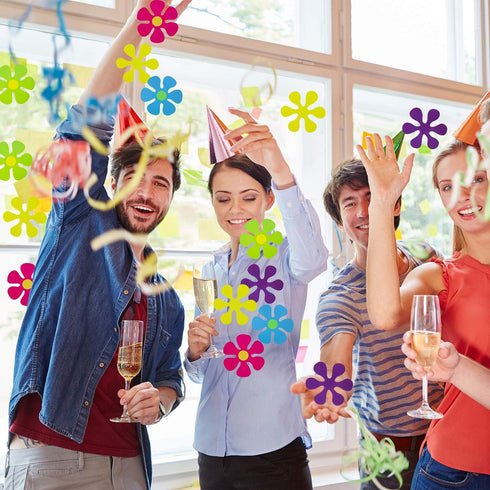 50 Pieces Retro Flower Cutouts - 60s Party Favors Paper Flower Cutout Hippie Decor for Christmas