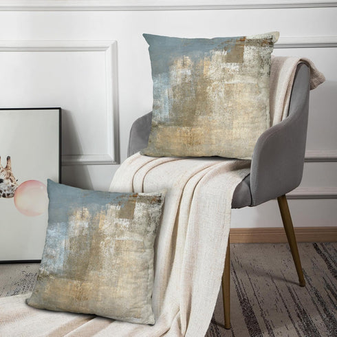 Grey and Beige Abstract Art Pillow Cover, Modern Decorative Throw Cushion for Bedroom Sofa, Set of 2
