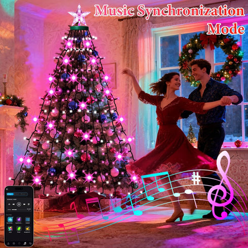 Smart Valentine's Day Lights with Star Topper, APP Control Music Sync Color Changing RGB Christmas String Lights