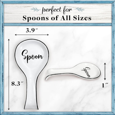 Home Acre Designs Spoon Rest for Kitchen Counter, White Ceramic Spoon Holder for Cooking & Counter Protection
