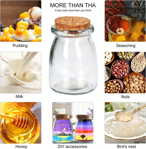 Ufrount Lids,3.4oz Jar,Set 40,Great Small Glass Decorative Bottles With Cork Mini Yogurt Mason of for Wedding Favor,DIY