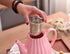 Set- Set, Jusalpha Porcelain Tea Pink Teapot and Creamer Sugar Bowl TW (Pink)