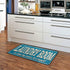 KLL Laundry Room Kitchen Floor Mats, Non-Slip Blue Background Modern Polyester Indoor Outdoor Aqua Area Rugs, Living