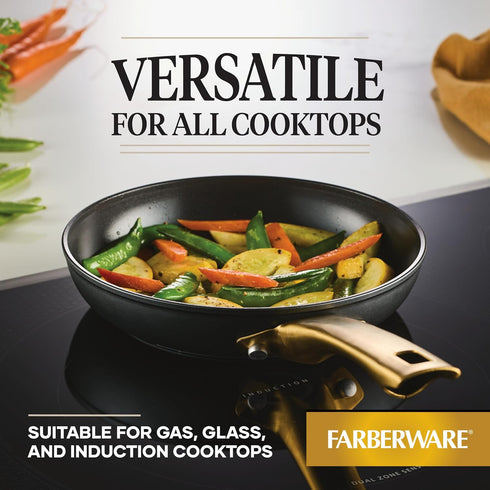 Farberware 8.25 Inch Forged Induction Ceramic Nonstick Frying Pan/Skillet, Dishwasher Safe, All Stovetops, Black and