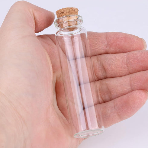 MaxMau 100 Sets of 20ml Glass Bottles with Cork Stopper, Small Clear Jars for Wedding Favors, Art Crafts