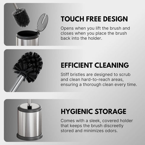 ToiletTree Products Toilet Brush with Lid, Sleek Toilet Bowl Brush and Holder Set