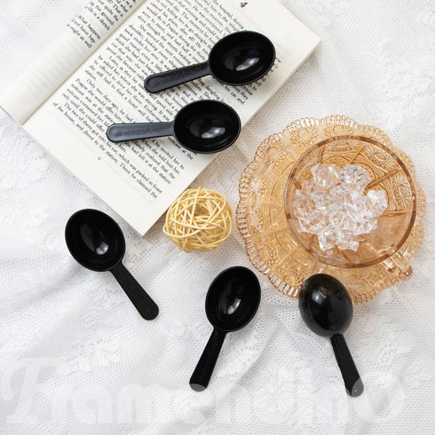 Framendino 10 Pack Plastic Coffee Measuring Spoons, Short Handle Scoops for Tea, Sugar, Cereal, Black