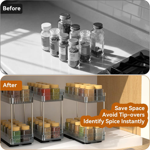DABIGE 3 Pack 2 Need:12'' 11'' 5'' Pull Out Spice Rack Organizer for Cabinet, Tier Slide Out Spice Racks Organizer