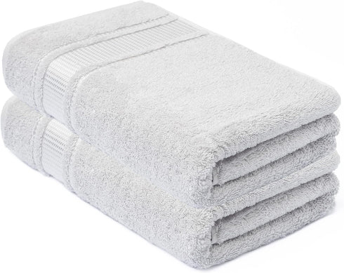 Melissa Linen, 2 Piece, Silver Light Grey Bath Towels, 100% Turkish Cotton