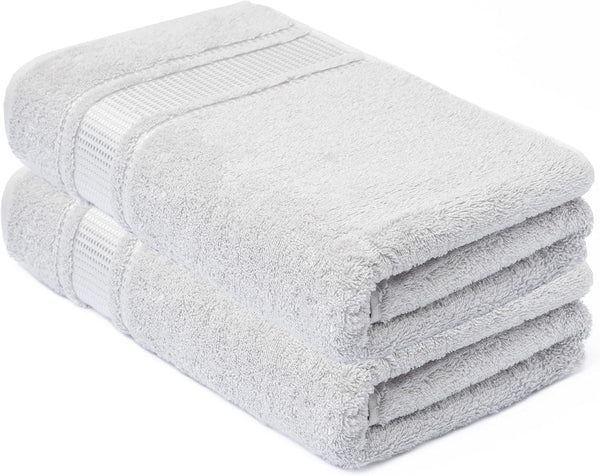 Melissa Linen, 2 Piece, Silver Light Grey Bath Towels, 100% Turkish Cotton