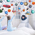 Blulu 30 Pcs Outer Space Party Decoration, Blue Solar System Planet UFO Rocket Astronaut Hanging Swirls