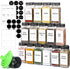 ComSaf 15Pcs 4oz Glass Spice Jars with Metal Lids, 93 Labels, Funnel, Grinder, Shaker Cap for Kitchen